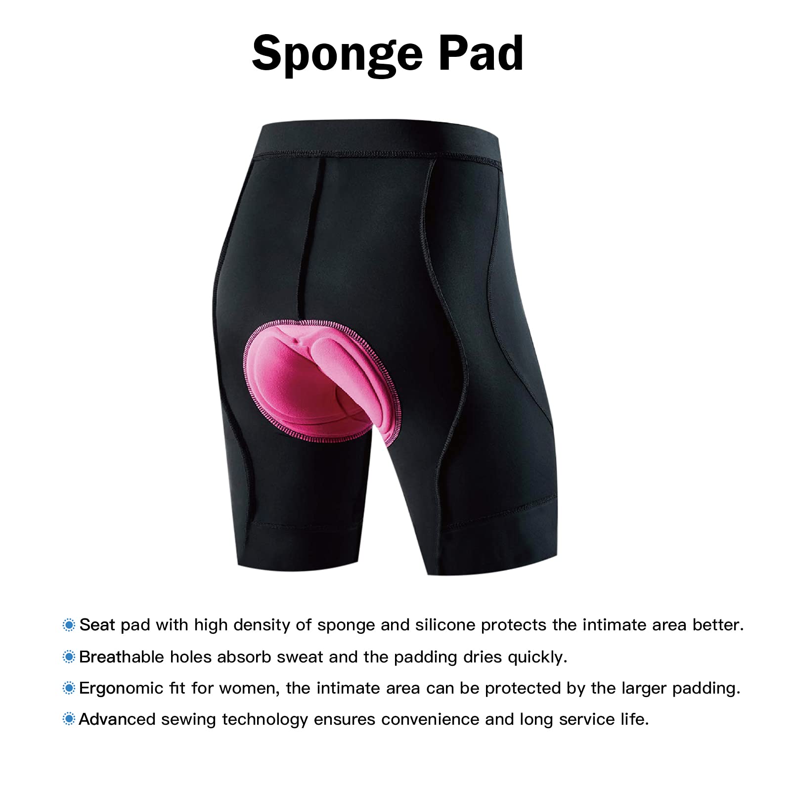 NOOYME Damen Radlerhose mit Sitzpolster 4D - Schnelltrocknend, Elastisch, Kurze Radlerhose mit breiterem und dichterem Polster 5