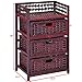 Giantex 3-Drawer Storage Organizer End Table Side Cabinet Nightstand for Bedroom, Office & Living Room Hand-Woven Paper Rope Storage Chest w/Solid Wood Frame 3 Drawers, Reddish Brown