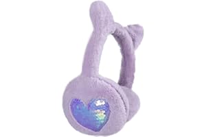 POP YOUR DREAM Winter Cat Ear Earmuff Sequin Heart Shape Ear Muff Adjustable Girls Women Ear Warmers Plush Outdoor Ear Covers