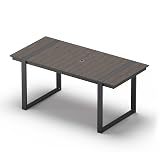 Oasbira Outdoor Dining Table for 6, HDPS+ Aluminum Patio Dning Table with U-Shape Leg, Size: 67.4"*32.3"*29.6",Modern Rectangular Table for Lawn, Garden (Charcoal)