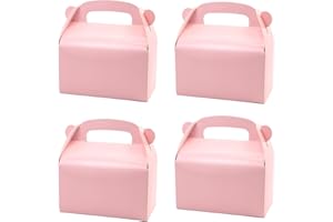 Oletx 30-Pack Pink Party Favor Treat Boxes, Goodie Boxes, Gable Paper Gift Boxes with Handles. Perfect for Princess Pink Party and Baby Girl Shower Decoration Supplies.