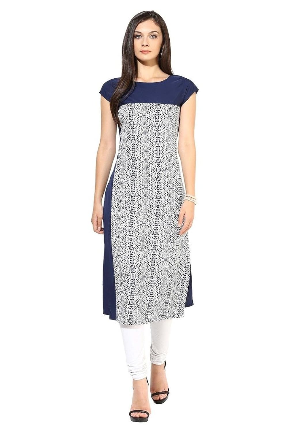ziyaa women's straight faux crepe kurta