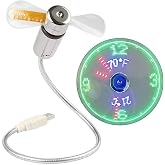 SAYTAY LED Clock USB Fan With Temperature Display - Portable Cooling Mini Gooseneck Fan for Office, Home &amp; Travel (TC)