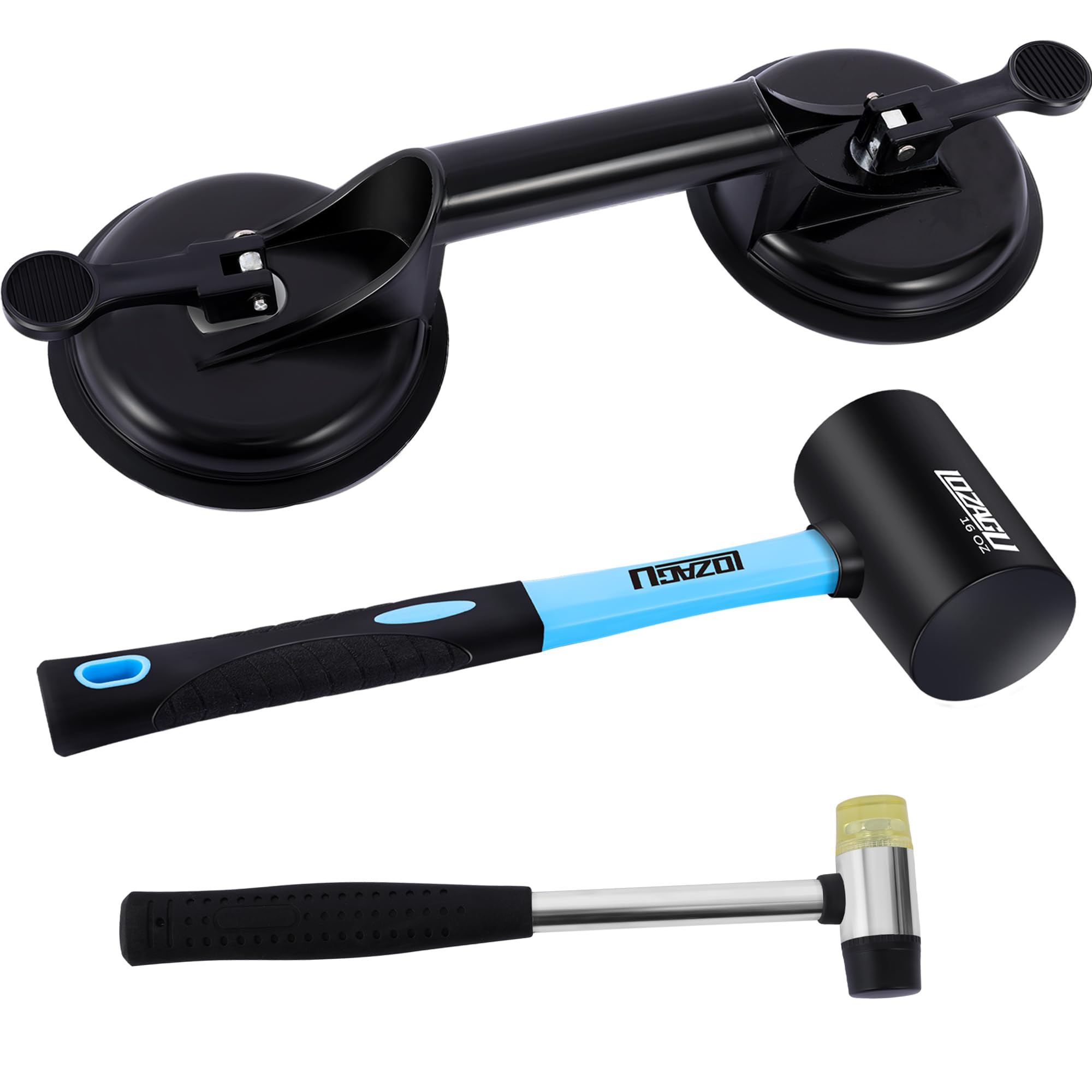 Photo 1 of LOZAGU Floor Gap Fixer Tool Set with Aluminium Suction Cup & Rubber Mallet Hammer, Fixer Tool for Laminate Floor Gap Repair? (Blue)