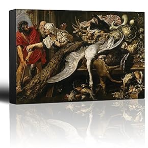 Oil Painting of Market Scene on a Quay by Peter Paul Rubens - Baroque Style - Catholic, Christianity, Goose, Peacock - Canvas Art Home Art - 12x18 inches