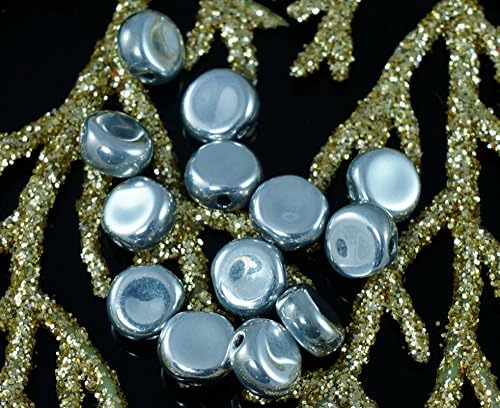 Opaque Silver Czech Glass Flat Round Coin Disk Disc Washer Beads Spacer Tablet Shape 6mm 50pcs