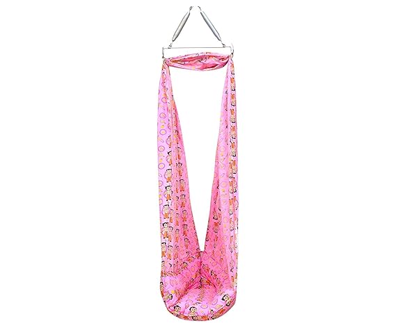 BUBLY Baby Cradle Swing with Mosqito Net (Pink)