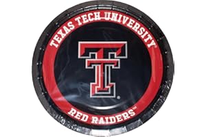 Desert Cactus Texas Tech University Paper Plates TTU Red Raiders 20 Count 9 inch Round Plates for Tailgates, Parties, Graduation and Events (Design A)