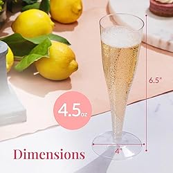 Prestee 100 Pack Clear Plastic Champagne Flutes