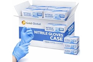 Gold Global Blue Nitrile Gloves 4 Mil, Powder-Free, Latex-Free. Disposable Blue Nitrile Gloves | 4 Mil Thickness, Rubber Free