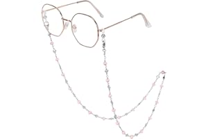 HONGEELY Eyeglass Chain Silver Stainless Steel Handmade Necklace for Reading Glasses Sunglass Beaded Chains for Men Women