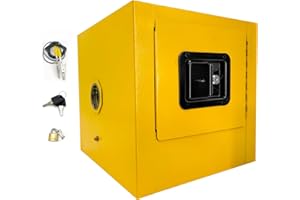 Qrooviiy Flammable Safety Cabinet,13"x13"x13" Safety Storage Cabinet,Flammable Cabinet Galvanized Steel Explosion Proof,Flammable Welded Bin Fireproof for Industrial Use - 2Ga
