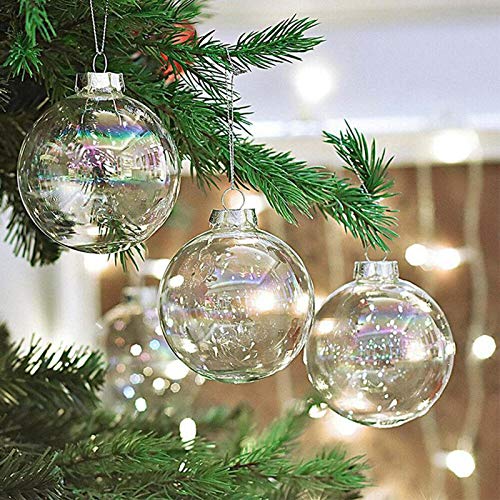 20pcs 60mm/2.4'' DIY Fillable Clear Plastic Ornament Balls,with A