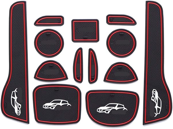 Amazon のために適した 日産 ジューク Nissan Juke 専用 インテリアラバーマット 車カスタムドレスアップ アクセサリー ドアポケットマット 滑り止め ノンスリップ マット 内装 収納スペ ス保護 13枚 赤 ノンスリップマット 車 バイク