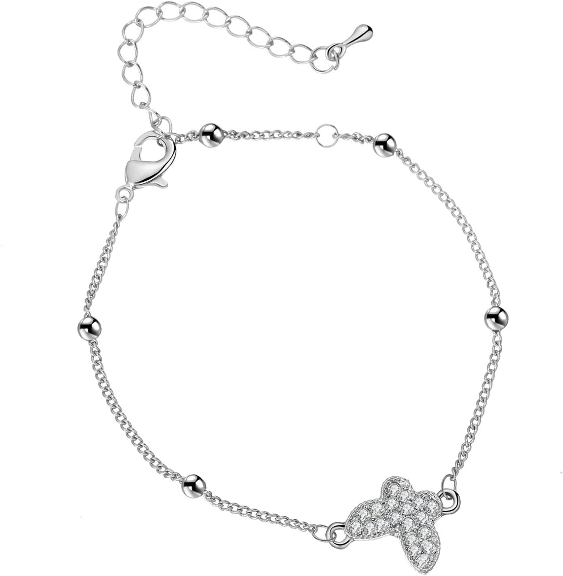 Ouran Ankle Bracelet for Women,Charm Pendant Anklets for Girls Adjustable Foot Chain Gold and Silver Anklet with CZ Crystal