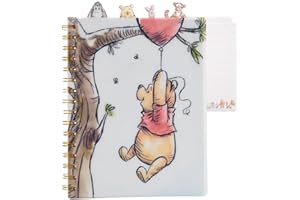 INNOVATIVE DESIGNS Disney Winnie the Pooh Tab Journal Notebook, Spiral Bound, 96 Lined Pages, 8 x 7 inches -White