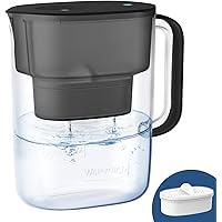 200-Gallon Long-Life Lucid 10-Cup Water Filter Pitcher, NSF Certified, 5X Times Lifetime, Reduces Lead, Fluoride…