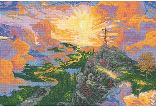 M C G Textiles 16 Count Thomas Kinkade The Cross Counted Cross Stitch Kit, 16 by 11-Inch