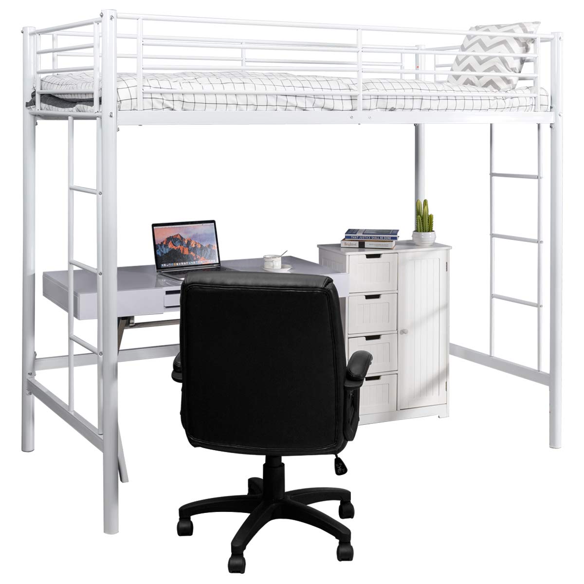 Buy Costzon Loft Twin Bed, Single Bunk Bed with Sturdy Steel Frame