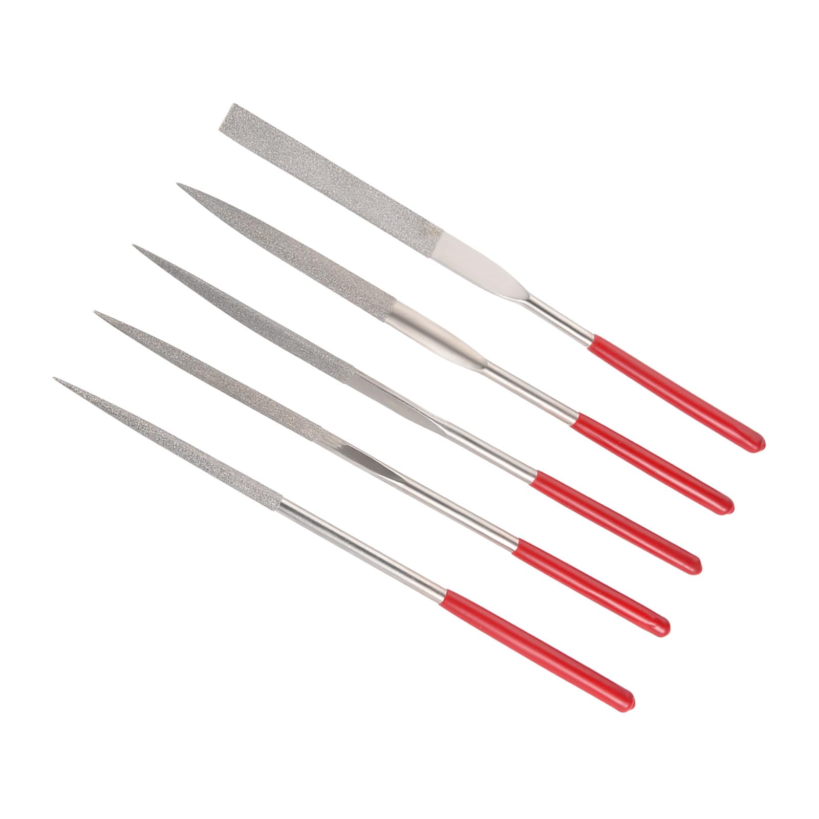 CoCud Diamond Coated Needle File Set, | 150 Grit 5mm Shank 180mm Length|, Diamond Files Sharpening Tool - (Applications: for Metal Glass Stone), 5-Pieces