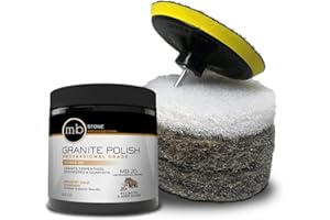MB STONE CARE MB Stone MB-20 Polishing Kit - Granite Polish, Granite Polishing Tool, Stone Polish | Serpentines & Quartzite | Ready to Use Bundle with Hogs Hair Pads & Pad Driver, 8.5oz jar