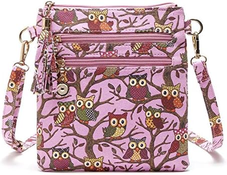 Pink Adjustable Crossbody Canvas Shoulder Bag Messenger bag for Women and Girls Perfect Gift (Pink)