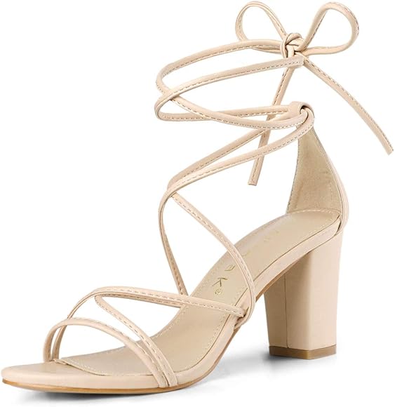 chunky heel tie up sandals