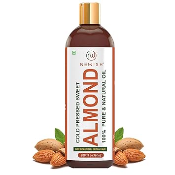 Newish Pure Cold Pressed Sweet Almond Oil for Hair and Skin, 200ml