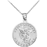 925 Sterling Silver Saint Michael Medal Protection Charm Pendant Necklace