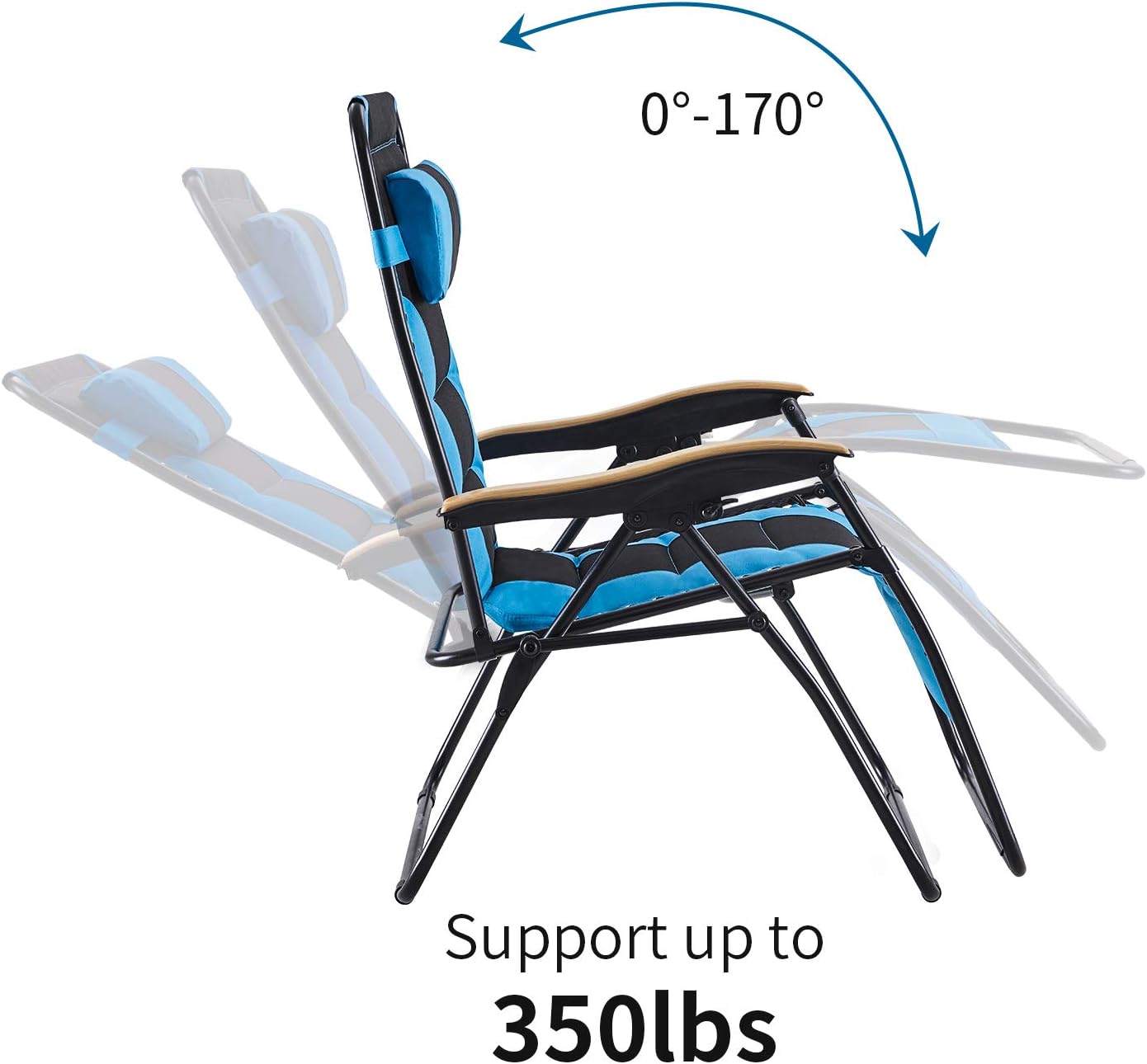VICLLAX Oversize Padded Zero Gravity Chair Patio Lounge Chair with Cup Holder for Outdoor Beach Pool, Black&Turquoise: Kitchen & Dining