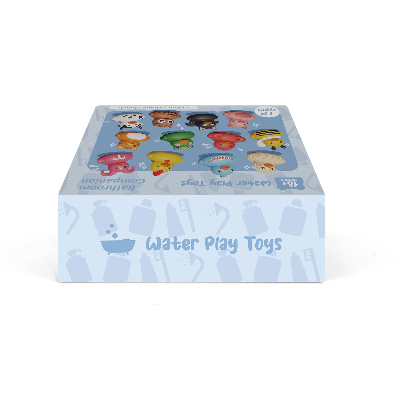 12PCS Rubber Ducks,Toddler Bath Toys,No Hole Bathtub Toys,Baby Pool Toys for 18 Months and Older