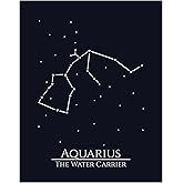 12 Zodiac Signs Wall Art Print, Astrology Decor for Home, Bedroom, Living Room, Office, 11x14 Unframed Poster Print, Aquarius Horoscope Constellation Design, Celestial and Mystic Aesthetic Gift
