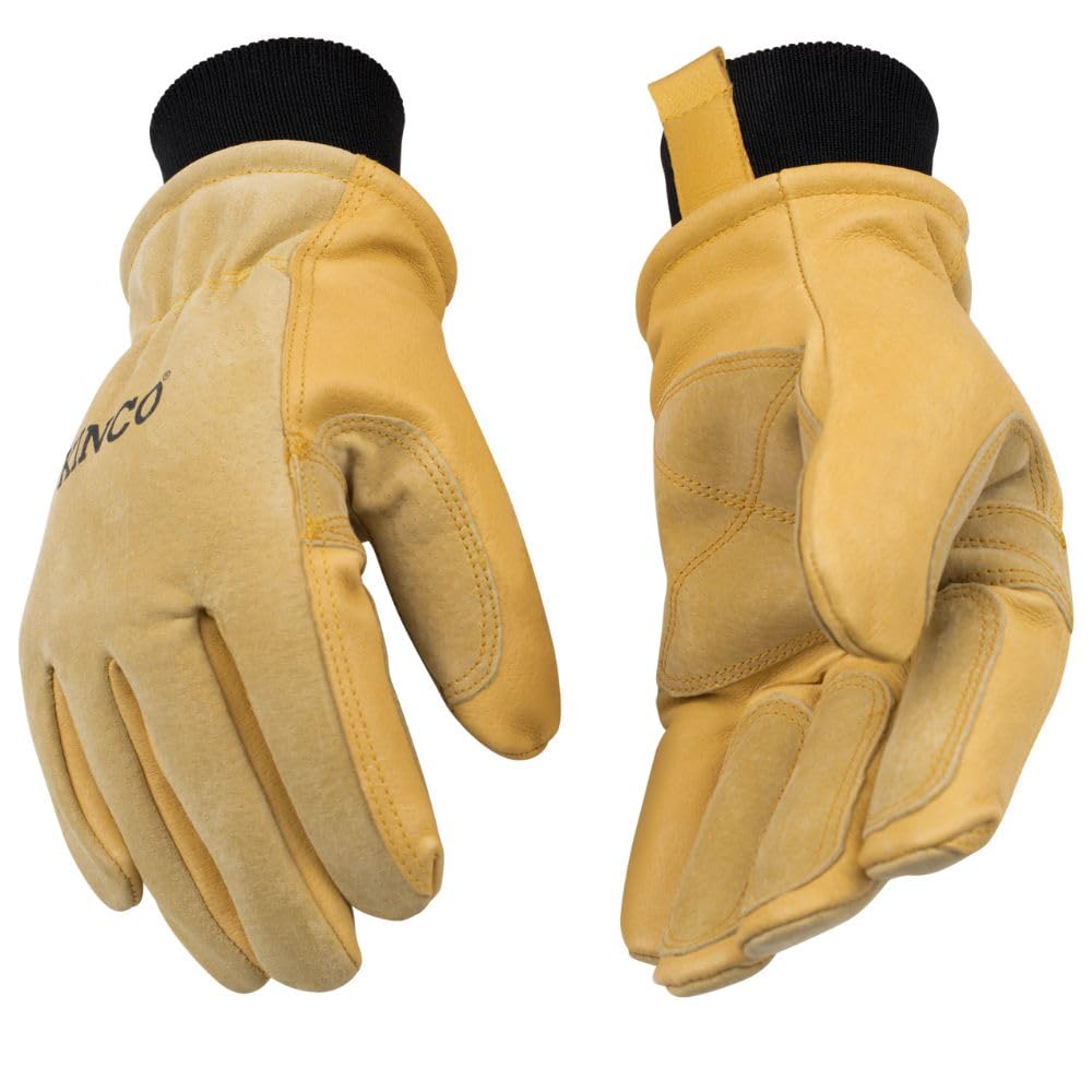 Photo 1 of Kinco, 901-L, Men's Pigskin Leather Ski Glove, HeatKeep Thermal Lining, Draylon Thread, Large, Golden, with Nikwax Waterproof Wax, Large