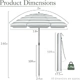 CHRISTOW Beach Umbrella 2m Tilting Parasol UV 30+ with Bag Sage White view 7