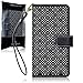 iPhone 6S Plus Case, Terrapin [Etched Floral Pattern] Textured PU Leather Wallet Case with Card Slots ID Window Cash Compartment and Detachable Wrist Strap Case for iPhone 6 Plus / 6S Plus - Black