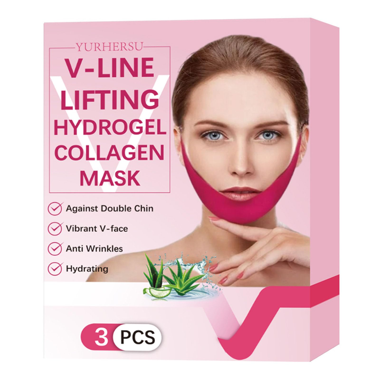 Face Mask V Line Face Lifting Chin Mask, Double Chine Reducer V Shape Face Tape Mask with Hyaluronic Acid Chin Contour Tightening Firming Face Lift Tape Mask For Women & Men Chin Mask Jawline Shape