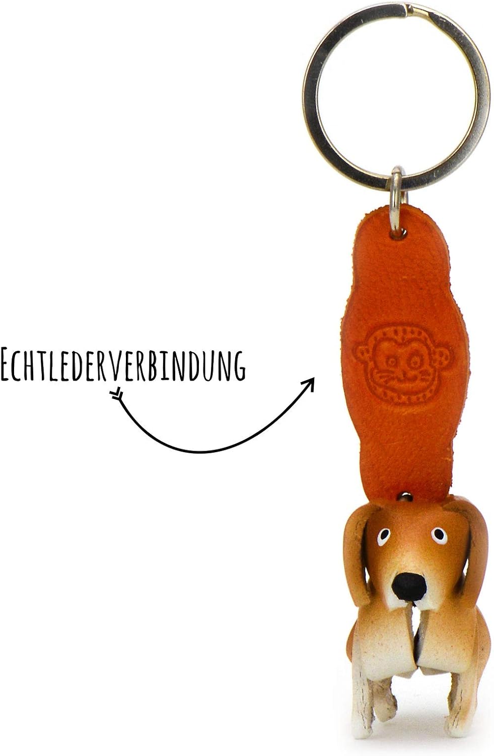 MONKIMAU Leather Keyring Labrador Retriever Dog, Orange, S - Image 4