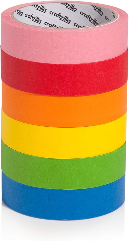 Amazon.com: Craftzilla Colored Masking Tape - 6 Pack of 20 Yards x 1 ...
