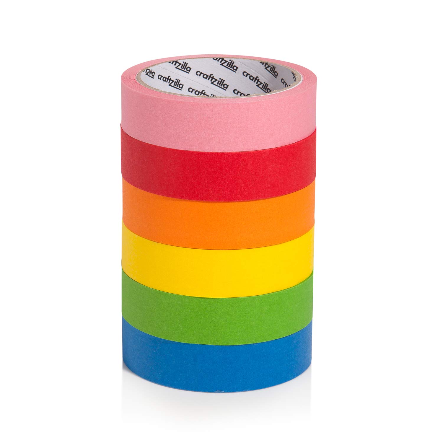 Craftzilla Colored Masking Tape – 6 Rolls of 20 Yards x 1 Inch Rainbow Tape – Colorful Craft Tape for Kids Teachers & Painters - for Home, Classroom, Labeling and Laboratory Identification Use: Industrial & Scientific