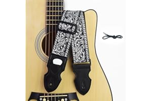 Embroidered Guitar Strap Thickened & Extended Adjustable Shoulder Strap for Acoustic Guitar, Electric Guitar, and Ukulele
