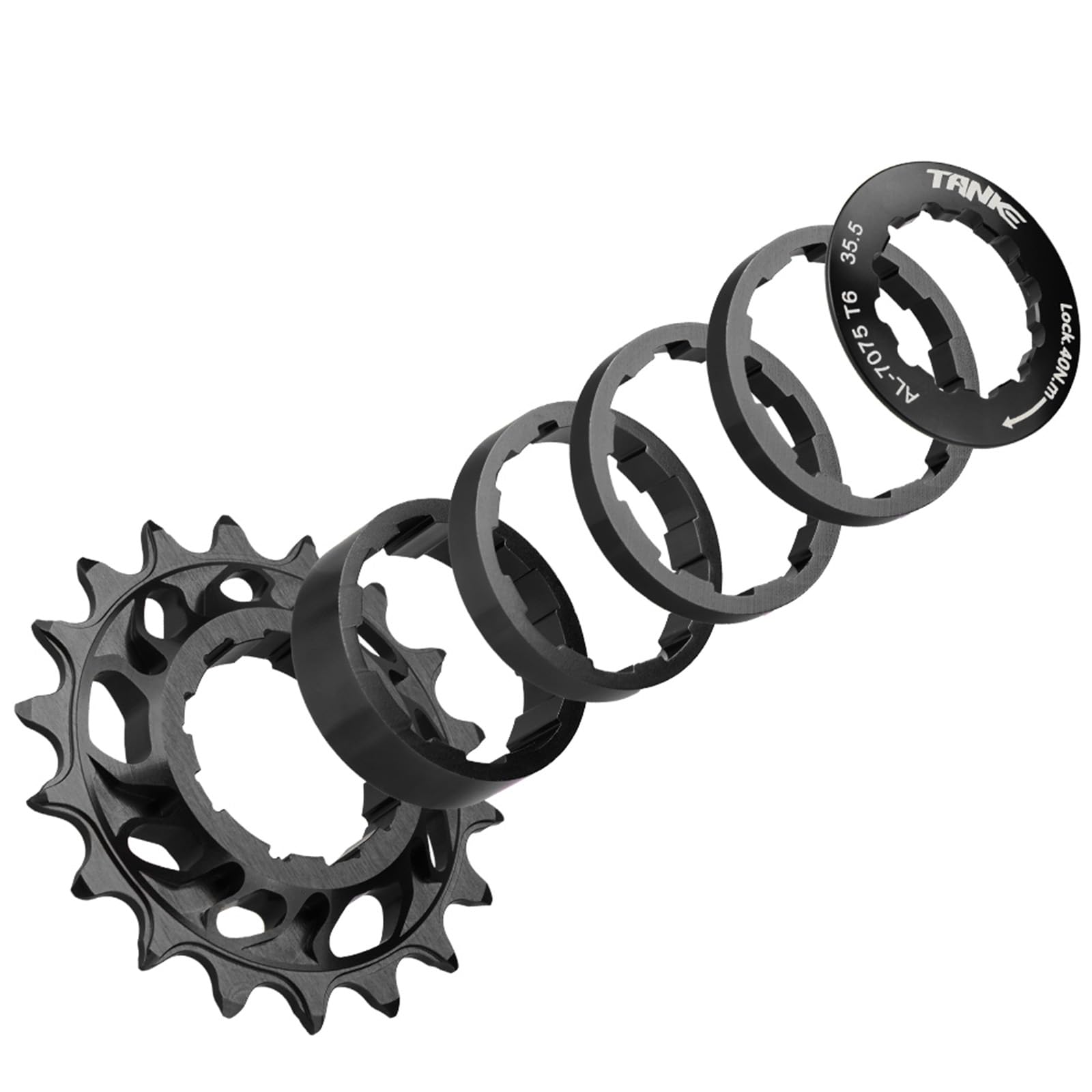 Photo 1 of CooMeng 18T Single Speed Cogs Conversion Kit for Multi-Speed Bike to Dirt Jump/BMX, Aluminum Single Speed Cassette with Spacer and Locking Ring - Black