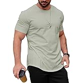 Mancozy Mens T Shirts Casual Hipster Hip Hop Longline Crewneck Tee Shirts