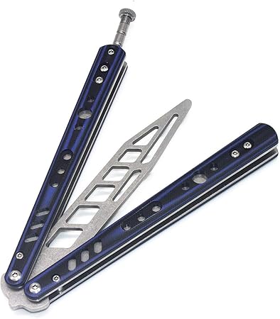 Amazon Yiteng バタフライナイフ 練習用 刃なし トレーナー トレーニング用 折りたたみ式 初心者向け G10のハンドル 青 Yiteng フォールディングナイフ