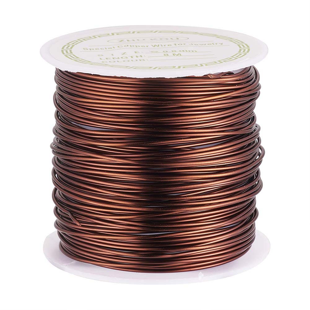 PandaHall 26.3FT Tarnish Resistant Bare Copper Wire 20 Gauge 0.8mm Jewelry Beading Wire for Crafts Beading Jewelry Making Supplies(Saddle Brown)