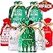 Funnlot Christmas Drawstring Gift Bags 32PCS in 7 Styles Christmas Wrapping Bags Xmas Treats Bags Christma s Party Favor Pouch Goody Sweet Treat Candy Bags with Ribbon Ties