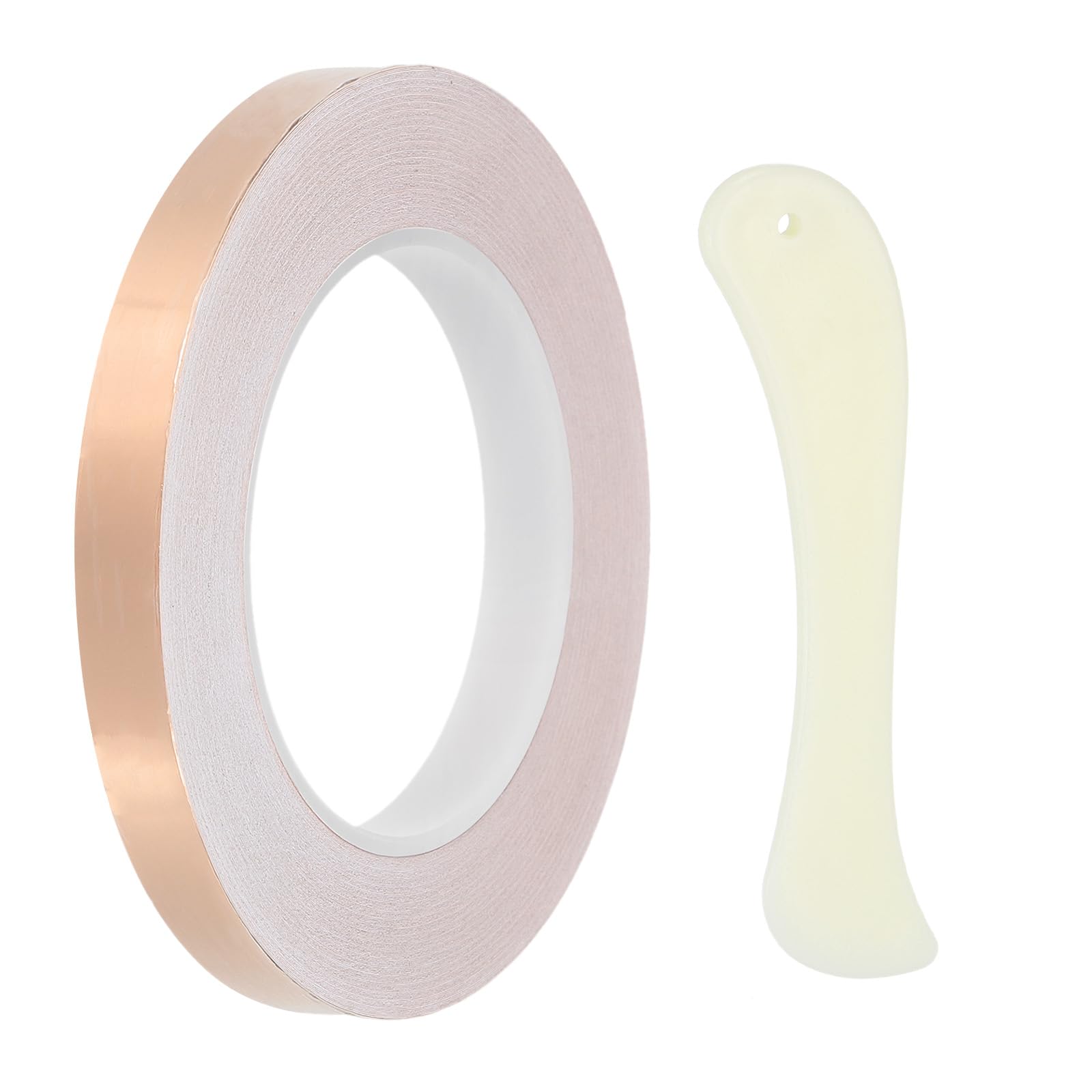 PATIKIL 36 Yard 1/2 Inch Copper Foil Tape, Copper Tape with Single-Sided Conductive Stained Glass Foil Tool with Scraper for Stained Tools DIY Crafting