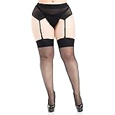 Leg Avenue womens Sheer Stockings With Attached Garter Belt
