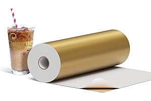 IROHTV Glossy Gold Vinyl Permanent, 12in x 50FT Adhesive Vinyl, Golden Permanent Vinyl for Cricut for All Cutting Machine, Removable Vinyl for DIY Home Decor, Commercial, Event Parties