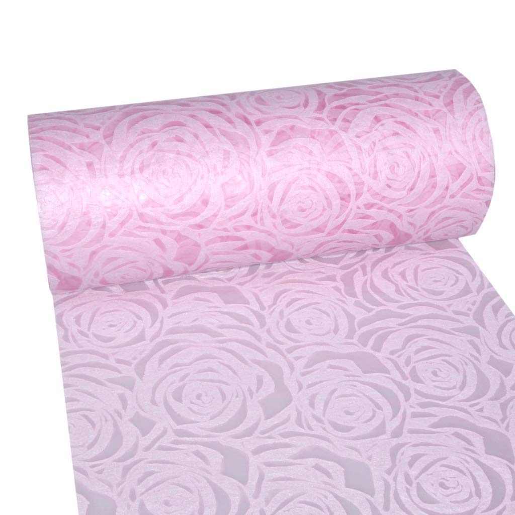 Dekolor Table Runner Table Decoration Unique Roses Design (Waterproof, Lotus Effect, Velvety Surface, 25 m Roll, 30 cm Width, 100% Nylon), Pink