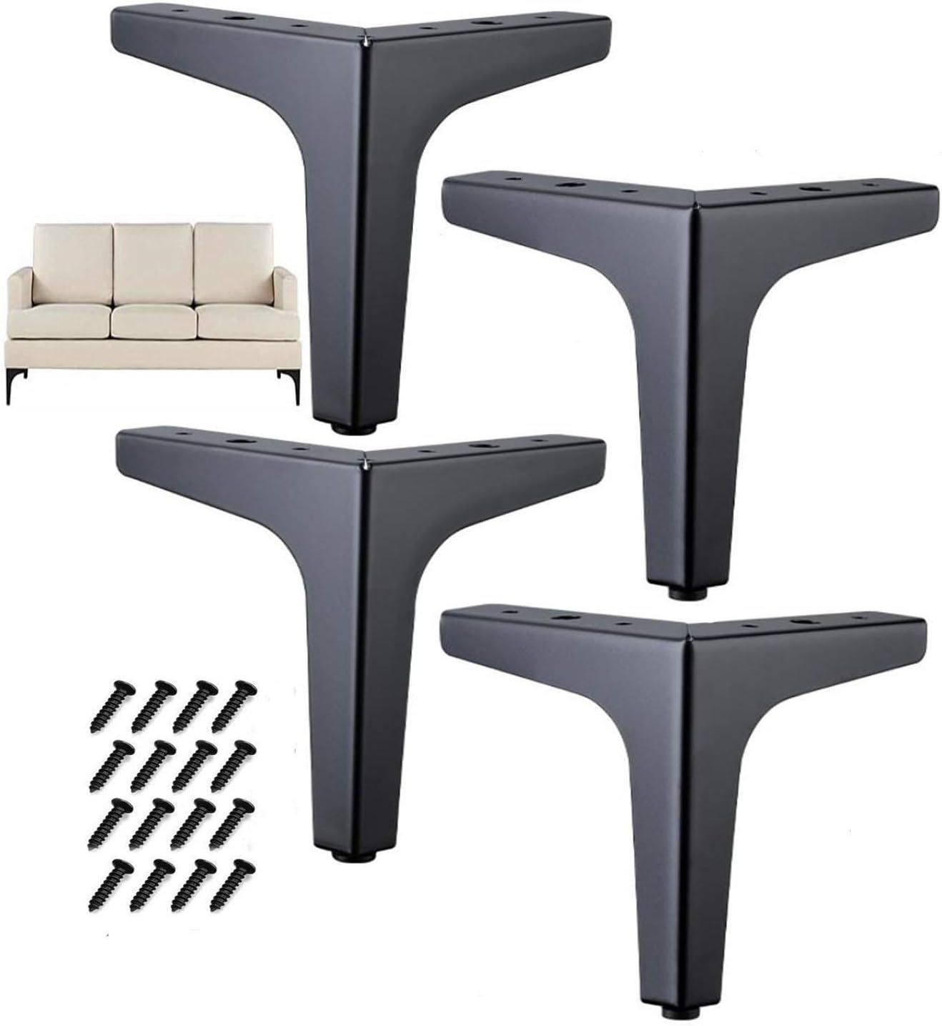 4 StückMöbelfüße,Metallmöbelfüße，4 Zoll/10cm schwarz Möbelfüße，Schwarze